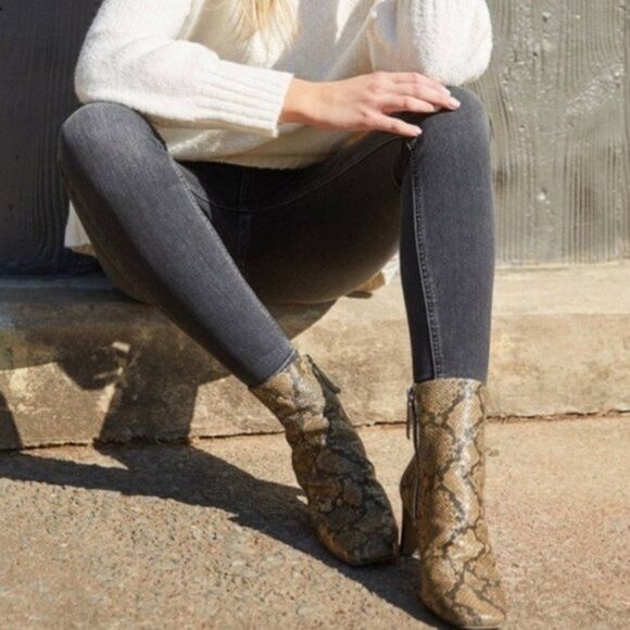 Free People Cybill Heel Leather Ankle Boot Snake Print Women's 37 - Picture 7 of 7